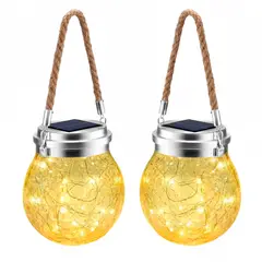 GENERICO - Pack X2 Lampara Colgante Solar Exterior Vidrio Decoracion