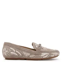 GACEL - Mocasin de cuero mujer beige Leslie