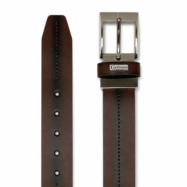 Cinturon Cuero Premium Lombardo Hebilla Ajustable Cafe M