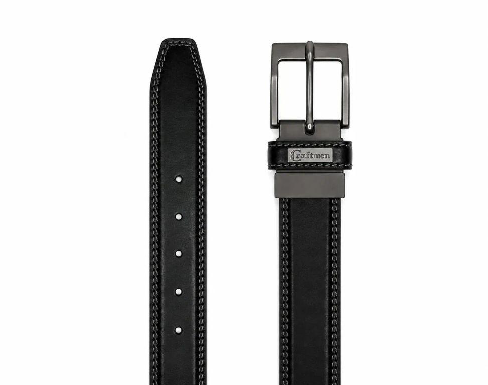 Cinturon Cuero Premium Ciro Hebilla Ajustable Negro M