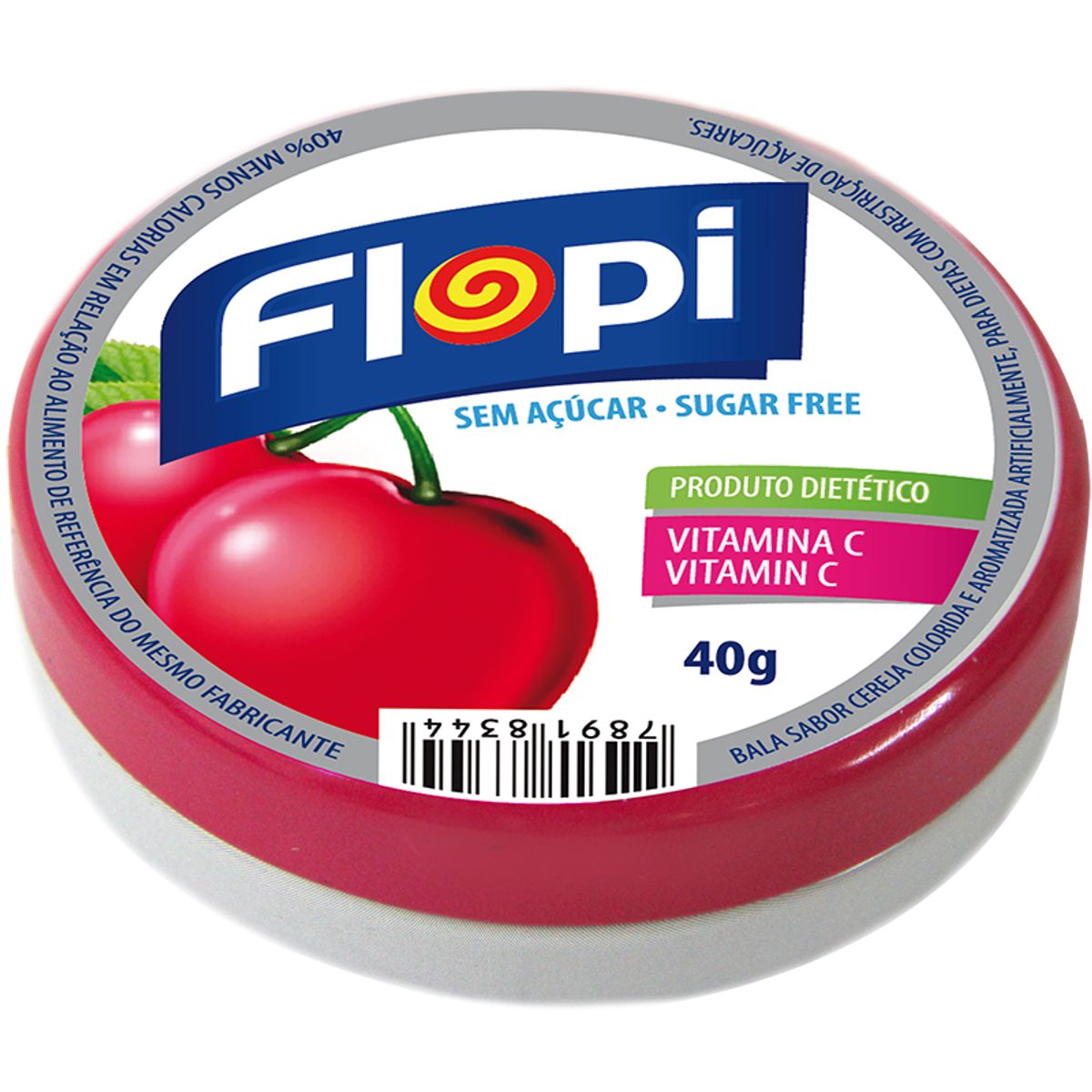 FLOPI - Caramelo sin Azúcar Cereza Flopi 40 g