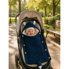 MYLHOGAR - Saco De Dormir Para Bebé Con Capucha Tejido Y Forro Cálido