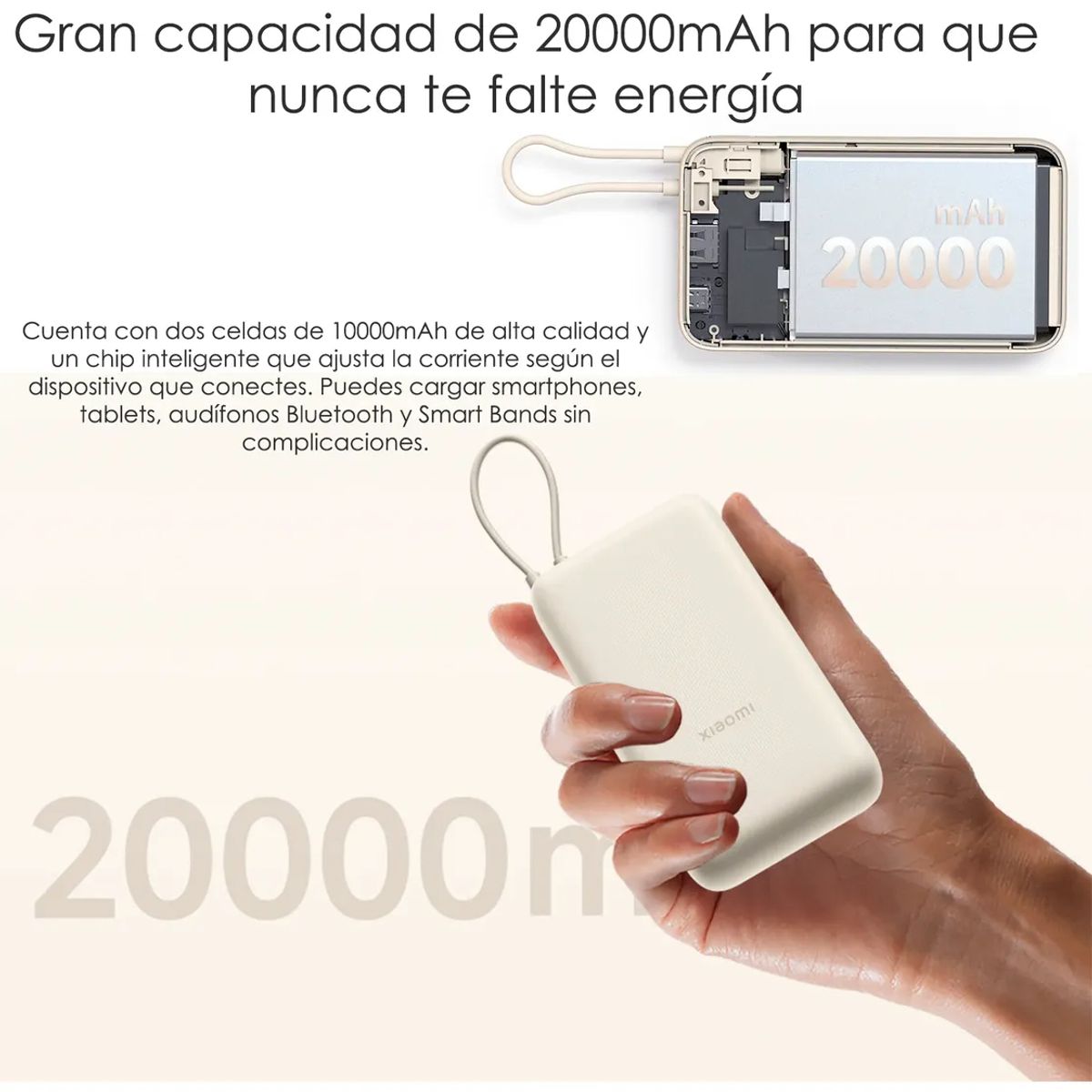 XIAOMI - Cargador Portátil Xiaomi Power Bank 33w 20000Mah Carga Rápida Tan