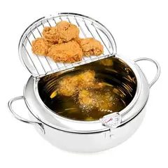 GENERICO - Olla Para Freír Tempura Generac Acero Inoxidable 2.2L Con Termómetro BELUG