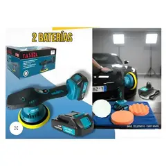 GENER - Pulidora Inalámbrica Para Auto Enceradora- Incluye Accesorios y 2 Baterías Recargables azul