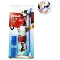 GENERICO - Crema Dental Mascota + Cepillo Dental + 2 Dedal Perro Y Gato