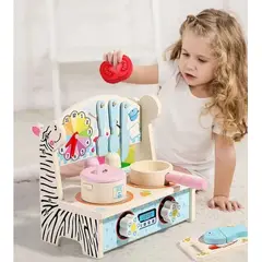 GENERICO - Cocina de Madera juguete para Niños y niñas Set Juego Rol Montessori Educativo Accesorios