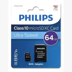 PHILIPS - Tarjeta De Memoria Micro Sd 64gb Clase 10 Ultra Speed