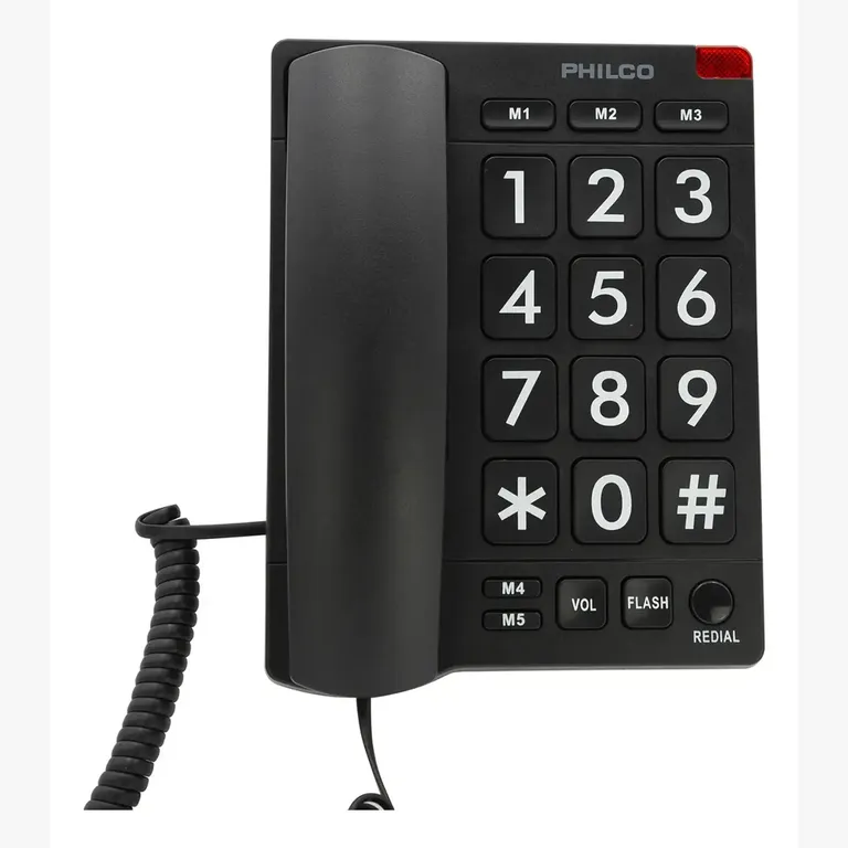 Telefono De Sobremesa Fijo Números Grandes 170bk Negro, Negro