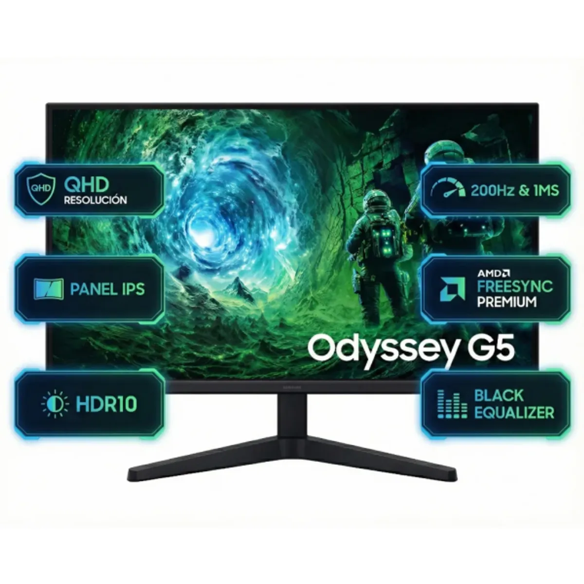 SAMSUNG - Monitor Gamer Samsung Odyssey G5 G53F 27 QHD IPS 200Hz 1ms FreeSync Premium