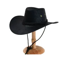 GENERICO - Sombrero Vaquero Adultos Texano Clásico Estilo Craquelado Negro