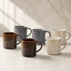 DECO EXPRESS - Set 6 Tazas Mug Cerámica Vik 350 ml - Surtido 3 modelos