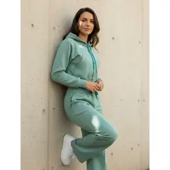 AGW - Conjunto Buzo Polerón Crop Y Pantalón Palazzo Mujer Algodon