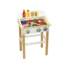 BABYLUNA - Juego Parrilla para Asados Infantil de Madera con accesorios Barbacoa