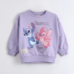 DISNEY - Polerón Cerrado Niña Stitch & Angel Morado