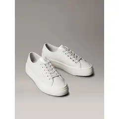 CALVIN KLEIN - Zapatillas de Cuero con Plataforma Blanco