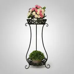 GENERICO - Porta Macetero Soporte Macetas Estante Metal Negro Curvo