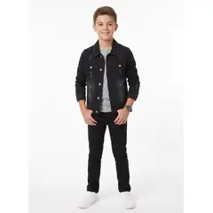 KIBOU - Chaqueta Mezclilla Niño Jean Desgastada Rotos Moda Urbana
