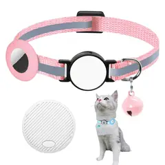 ATURE - Gatos Collar Qr Y Bluetoo Localizador Ajustable Para Airtag Rosa