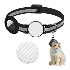 ATURE - Gatos Collar Qr Y Bluetoo Localizador Ajustable Para Airtag Negro