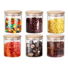 DISPARO - Set 6 Frascos Vidrio Almacenamiento Tapa Bambú Cocina 170mL