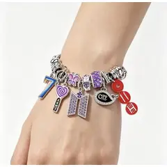 GENERICO - Pulsera Charms B T S Army Ot7 Ajustable Con Dijes Kpop Bt21