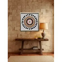 TELARES DE ESTILO - Cuadro Decoración Hecho a Mano Lino Yute Marco Dorado 53x53