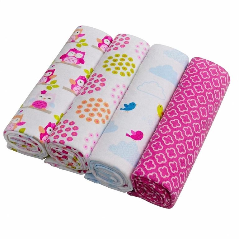 Set 4 Tutos Bebe Franela 100% Algodon Animales Rosa -
