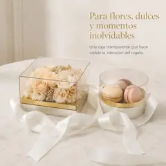 GENERICO - Set 2 Cajas Regalo Acrílicas,una cuadrada y una redonda,empaque transparente para flores y detalles