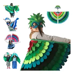 GENERICO - Disfraz Infantil Cosplay Pajaro Ave Verde Niños Juegos Rol