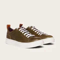 OLKI - Zapatilla Clásicas de Cuero Calán - Verde/Blanca