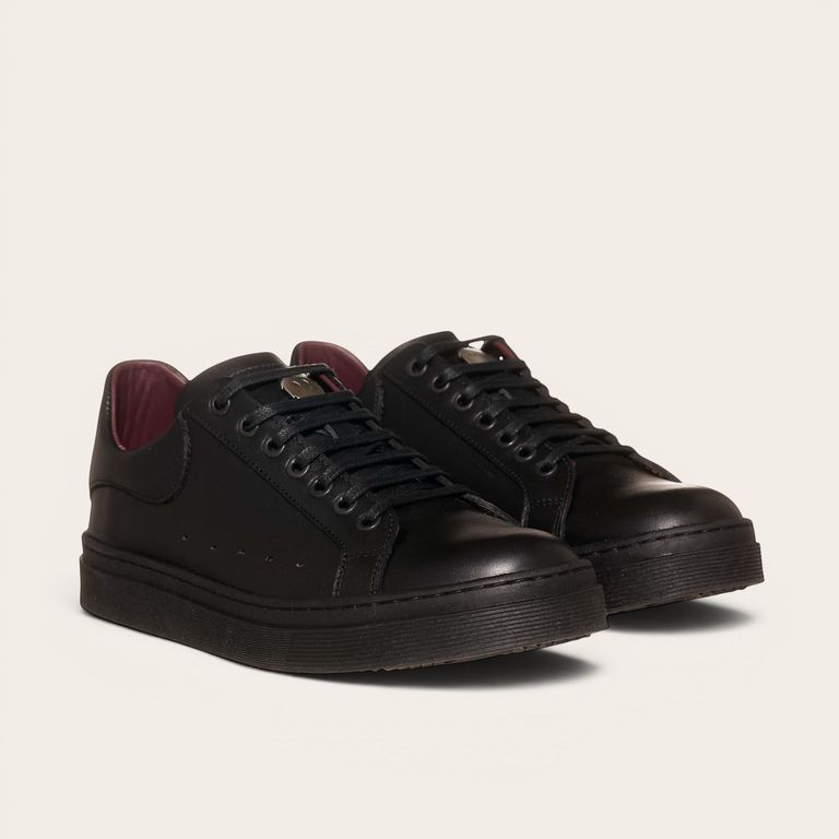 Zapatilla Alexander de Cuero Natural Nevado - Black Blanco 40