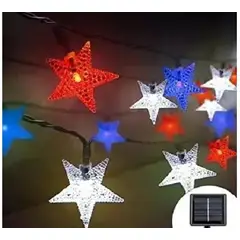 GENER - Luces Solar 10m Estrellas Fiestas Patrias Guirnalda Navidad