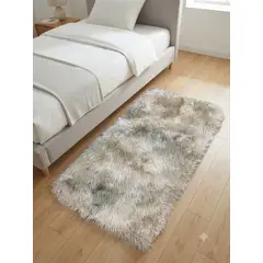 GENERICO - ALFOMBRA O BAJADA DE CAMA PELUDA TIPO SHAGGY 50CM X 80CM COLOR BEIGE JASPEADO