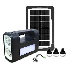 TASBEL - Kit Solar Emergencia Camping USB 3 Ampolletas LED