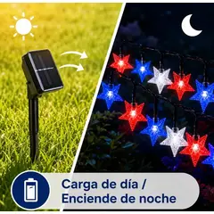 GENER - Luces Solar 10m Estrellas Fiestas Patrias Guirnalda Navidad