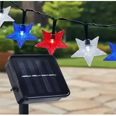 GENER - Luces Solar 10m Estrellas Fiestas Patrias Guirnalda Navidad