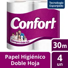 CONFORT - Papel Higiénico Doble Hoja 4 un 30 mt