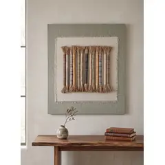 TELARES DE ESTILO - Cuadro Decorativo Hecho a Mano Lino Yute Lana 70x60