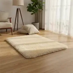GENERICO - ALFOMBRA PELUDA DE ENTRADA O BAJADA DE CAMA TIPO SHAGGY 50CM X 80CM UNICOLOR BEIGE