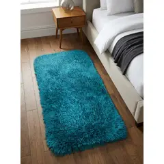 GENERICO - ALFOMBRA PELUDA DE ENTRADA O BAJADA DE CAMA TIPO SHAGGY 50CM X 80CM UNICOLOR TURQUESA