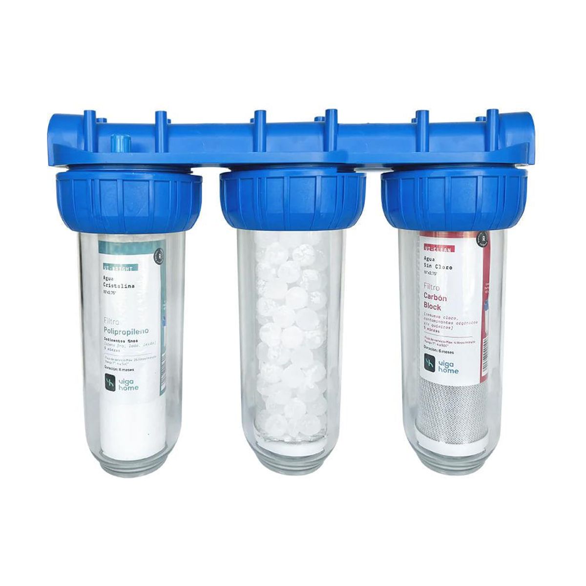 GENERICO - Pack Triple Filtro Sedimento Cloro Sarro Viga Home