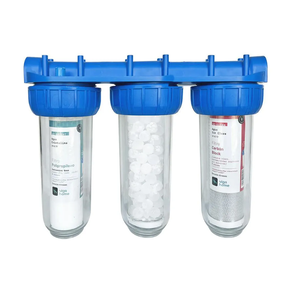 GENERICO - Pack Triple Filtro Sedimento Cloro Sarro Viga Home