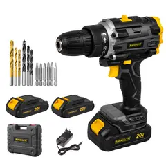 BROOKLYN - Taladro Atornillador Inalambrico 20v con 2 Baterías - Dorado