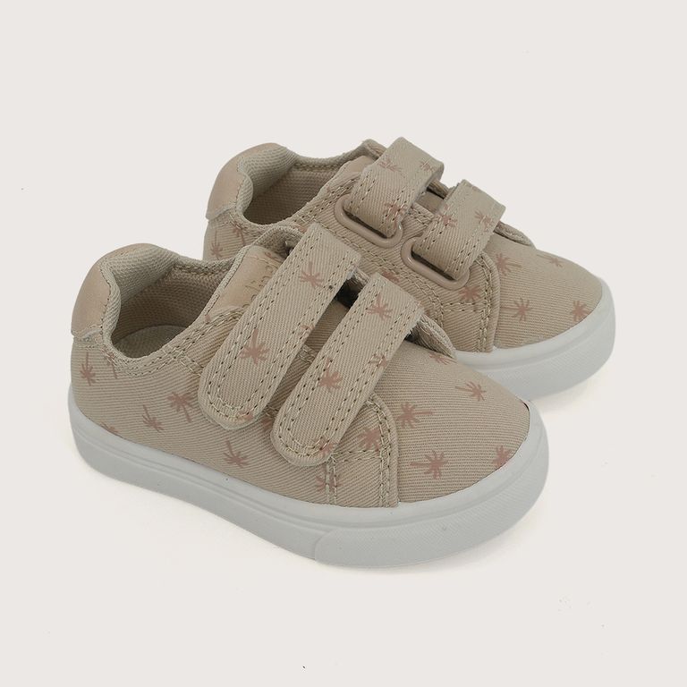 Zapatilla Niño Beige Con Velcro