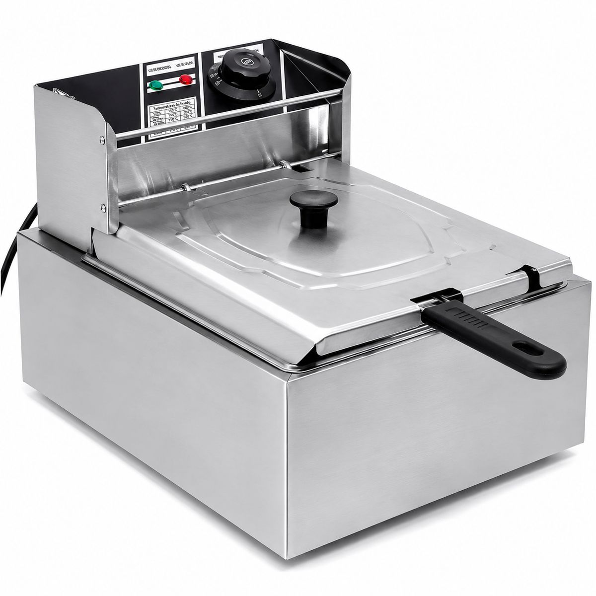 GUTSTARK - Freidora Eléctrica 6 Litros Acero Inox 1600w Temp Regulable