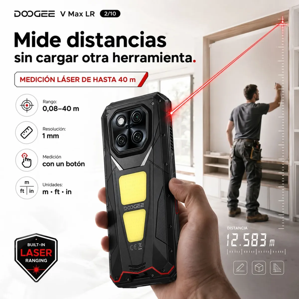 DOOGEE - Celular Rugged DOOGEE V Max LR 5G Láser 40m 512GB 36GB RAM