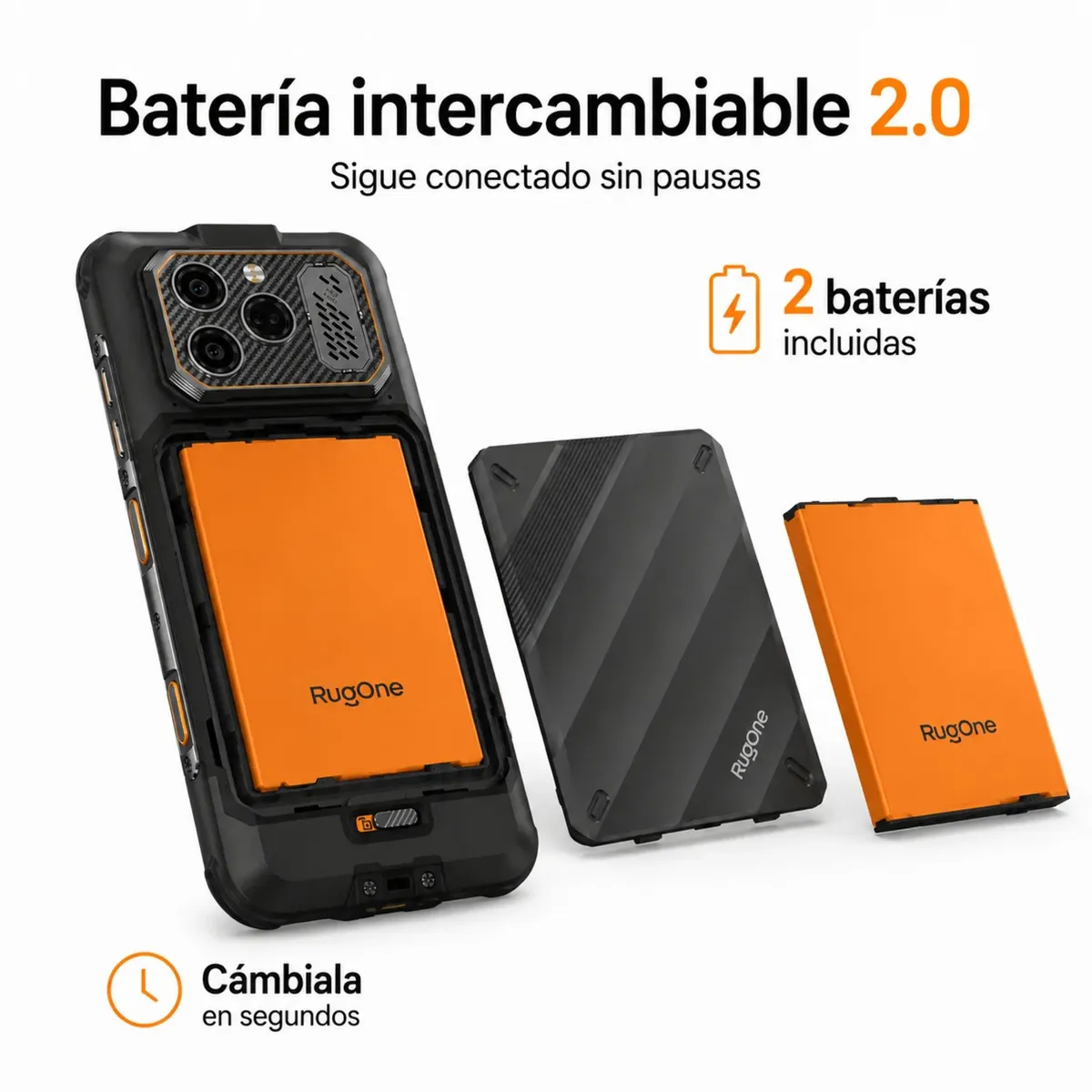 ULEFONE - Celular Rugged RugOne Xever 8 4G 2 Baterías 256GB 16GB RAM