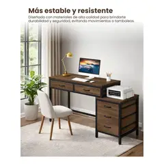 KASITA - Escritorio Cajones Oficina De Madera Y Fierro 130x45x82