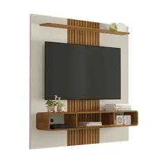 HOGA - Panel Rack Tv 65" Lisboa Gris Claro Natural Ripado